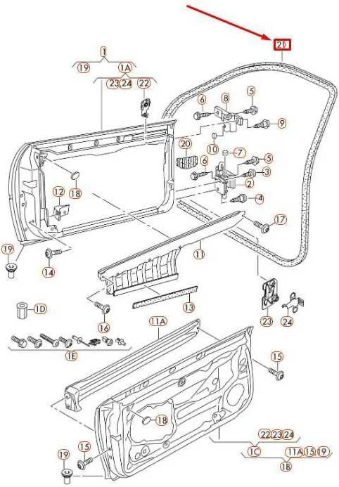 VAG AUDI A3 S3 Sportback Lim. Quattro. Vidinis durų sandariklis originalus 8P4831721CAH9
