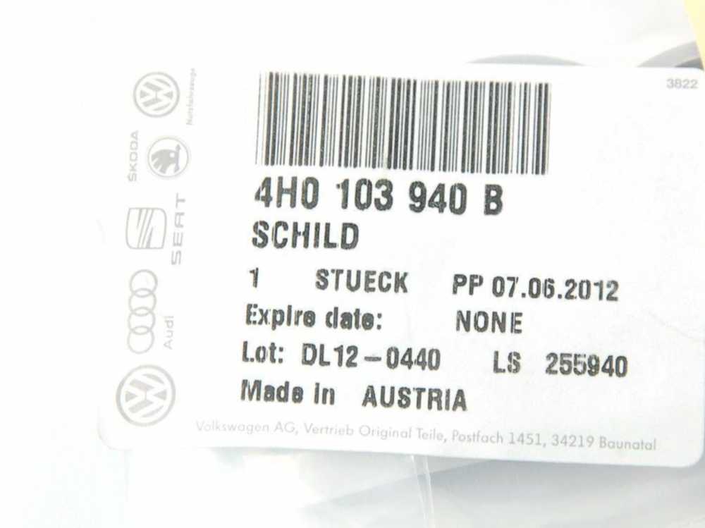 VAG Audi A4 A5 A5 A6 A6 Q3 Q5 Quattro variklio dangčio emblema originali 4H0103940B
