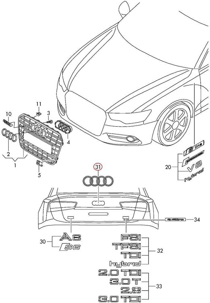 VAG Audi A4 A6 Chrominis Emblema Originalus 4G98537422ZZ