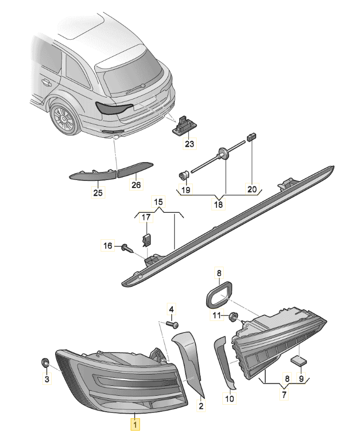 VAG Audi A4 Avant S4 Quattro 8W2 8W5 LED galinis kairės pusės žibintas originalus 8W9945091AD