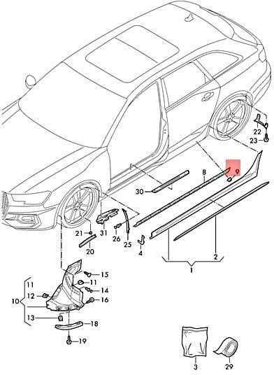 VAG AUDI A4 Avant S4 Vandens deflektoriaus juosta Satin Juodas 8W0854327C9B9 Originali