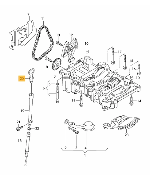 VAG AUDI A4 B7 2.0T variklio alyvos matuoklis originalus 06D115611B