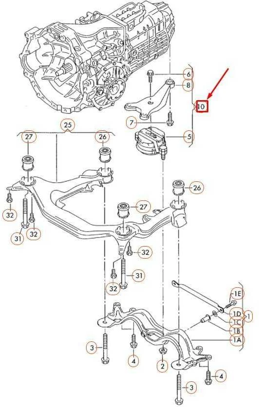 VAG AUDI A4 B7 pavarų dėžės atrama originali 8E0399105HT