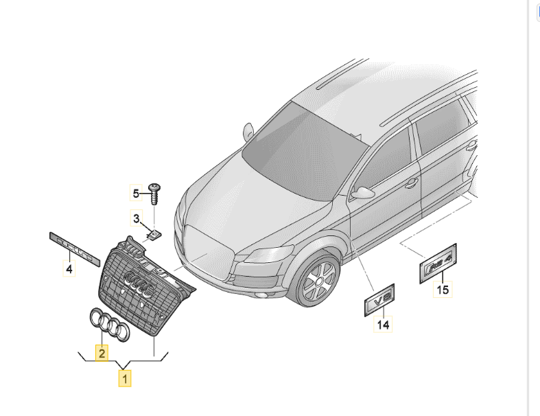 VAG AUDI A4 B7 priekinio bamperio radiatoriaus grotelės originalios 8E0853651K1RR