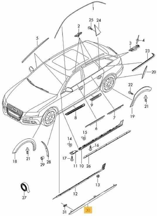 VAG AUDI A4 B8 2008-2016 S-Line šoninio sijono apdaila, gruntuota, dešinė O/S 8K0854932AGRU originali
