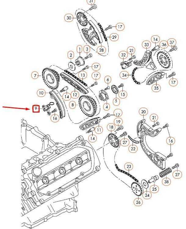 VAG AUDI A4 B8 Variklio Laiko Grandinės Įtempiklis 079109467AE NAUJAS ORIGINALUS