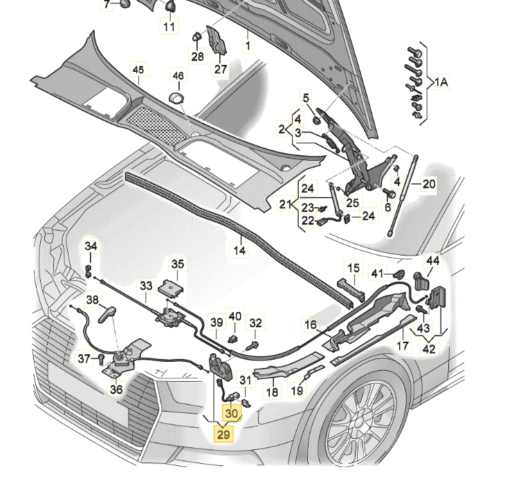 VAG AUDI A4 B9 2015-2019 variklio dangčio gaubto fiksatorius originalus 8W0823509D