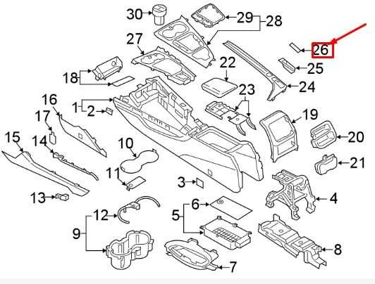 VAG "Audi A4 B9" centrinės konsolės kilimėlis LHD originalus 8W1863301