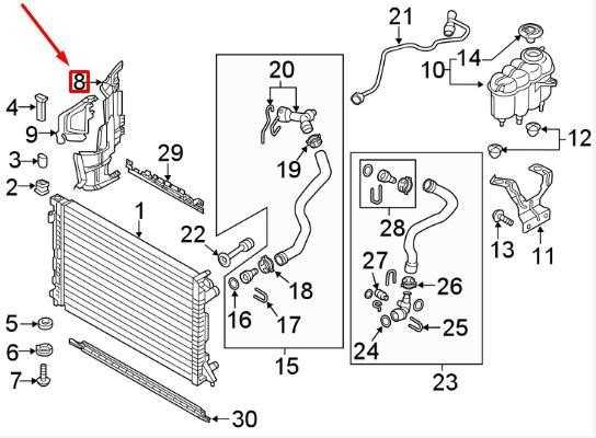 VAG AUDI A4 B9 Kairės pusės radiatoriaus išorinis ortakis originalus 8W0121283AM