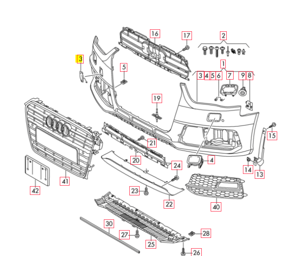 VAG AUDI A4/S4 (13-15) priekinio buferio vilkimo kablio dangtelis 8K0807241GGRU originalus