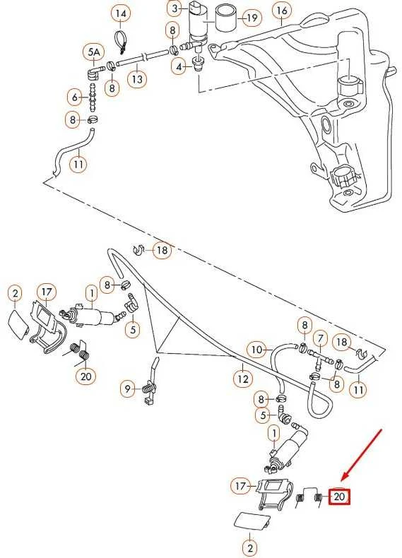 VAG AUDI A4 S4 A4 A4 žibintų plovimo sistemos spyruoklinis spaustukas originalus 8K0955339