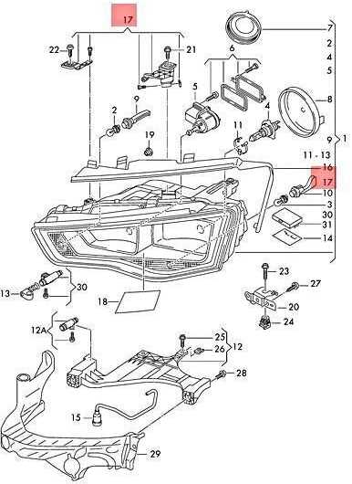 VAG Audi A4 S4 RS4 A5 S5 RS5 priekinių žibintų skirtukų taisymo rinkinys, laikikliai dešinėje pusėje originalus 8T0998122B