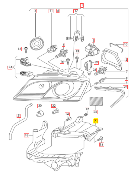 VAG AUDI A5 08-11 O/S dešiniojo priekinio žibinto montavimo laikiklis originalus 8T0941454A
