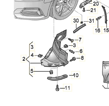 VAG Audi A5 8W6 priekinio dešinio sparno apdailos prailginimas Originalus 8W6853888Q