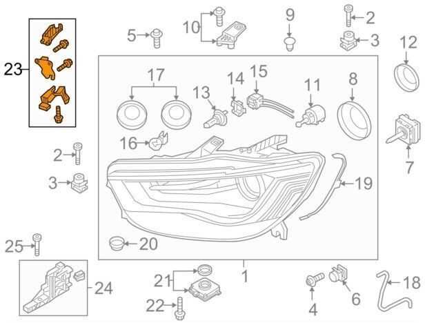 VAG AUDI A6 2011 - 2017 Viršutinio kairiojo N/S priekinio žibinto korpuso remonto rinkinys originalus 4G0998121A