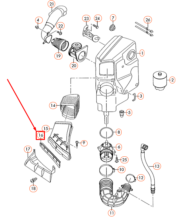 VAG AUDI A6 4F C6 Priekinis oro įsiurbimo vamzdelio filtras 4F0129054A Originalus