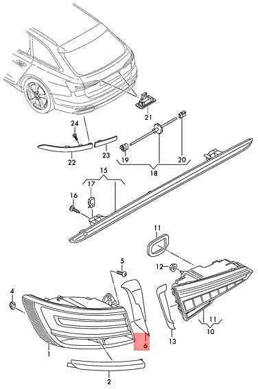 VAG AUDI A6 Avant S6 quattro 4A2 4A5 apdailos detalė kairiajam galiniam žibintui 4K5945253 originali