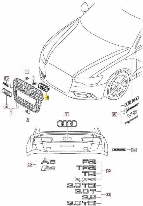 VAG AUDI A6 C7 Priekinių centrinių grotelių žiedo laikiklis juodas originalus 4G0853037A