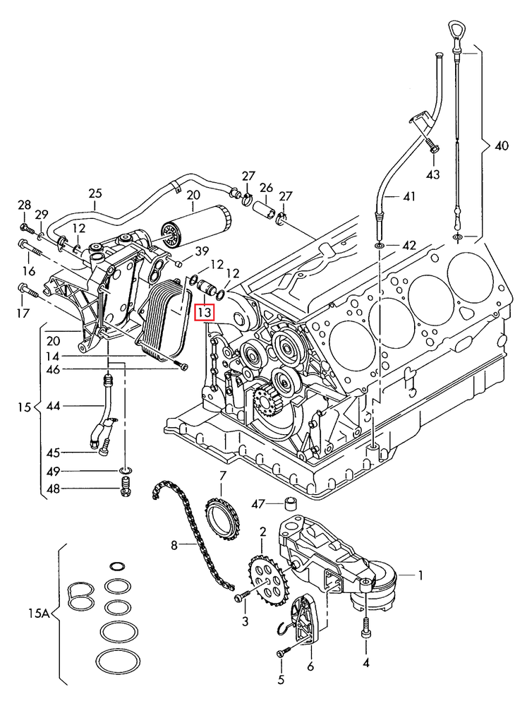 VAG AUDI A6 RS6 A8 variklio alyvos aušintuvo vamzdelis 077117411A Originalus