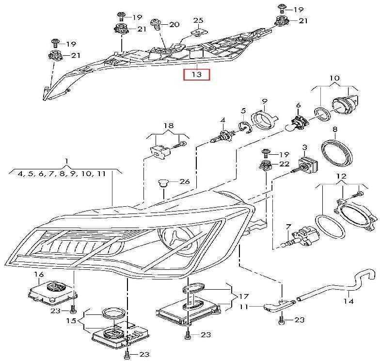 VAG AUDI A7 RS7 10-14 Pagrindinis kairės pusės priekinio žibinto laikiklis originalus 4G8941453A