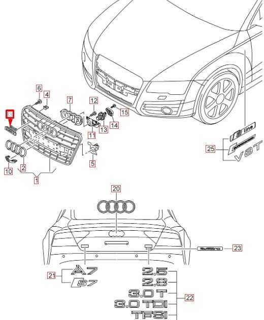 VAG AUDI A7 TFSI Quattro TDI Chrome S7 grotelių emblema originalus 4G8853736A2ZZ