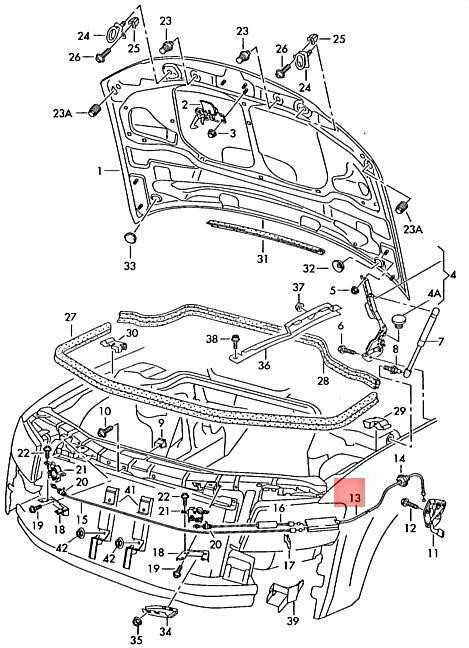 VAG Audi A8 4E Priekinio variklio dangčio atleidimo užrakto trosas originalus 4E0823543A