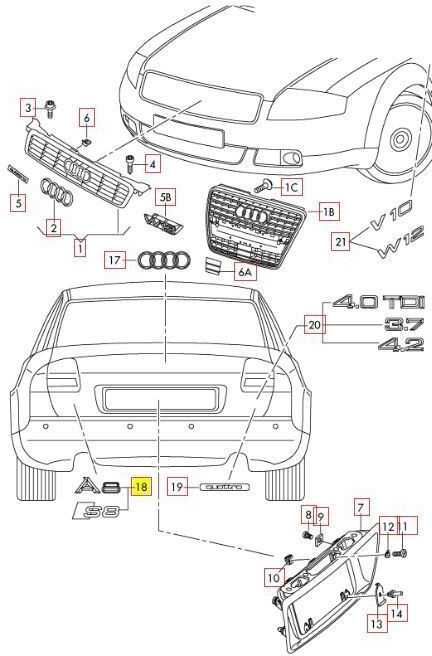 VAG Audi A8 S8 Quattro Raudona chromuota "S8" emblema originali 4D0853735A2ZZ