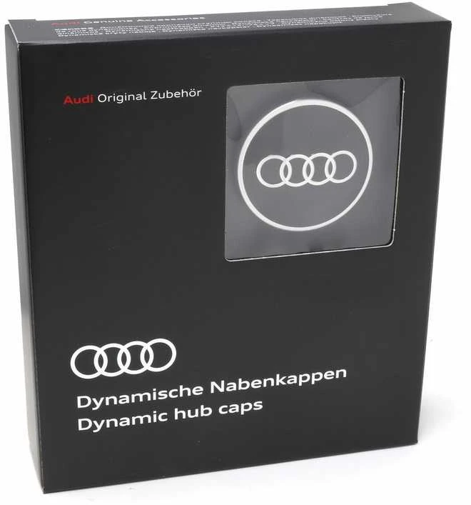 VAG "Audi Dynamic" besisukantis centrinis stebulės dangtelis juodas originalus 4M8071006A