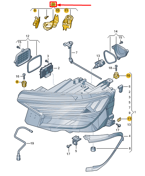 VAG Audi Etron Gt F8 Q4 Etron 89A F4 Kairysis Žibintų Korpuso Remonto Rinkinys Originalus 89A998058