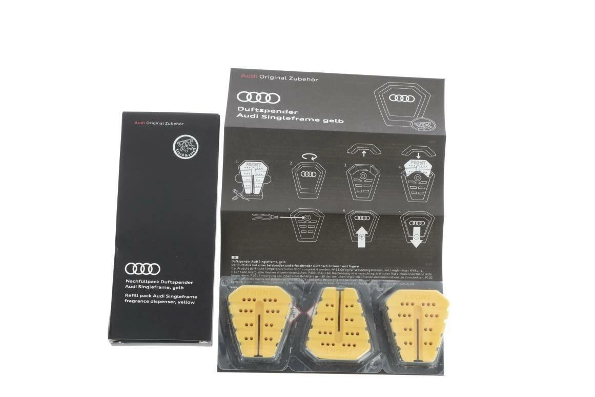 VAG 3 pakaitinės geltonos spalvos kasetės 81A087009B, skirtos "Audi" oro gaivikliui
