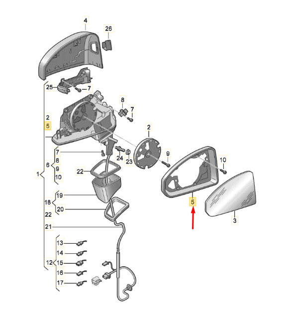 VAG Audi Q2 Q3 F3 Sportback Kairės Priekinės Veidrodžio Rėmelis Juodas Originalus 81A8572409B9