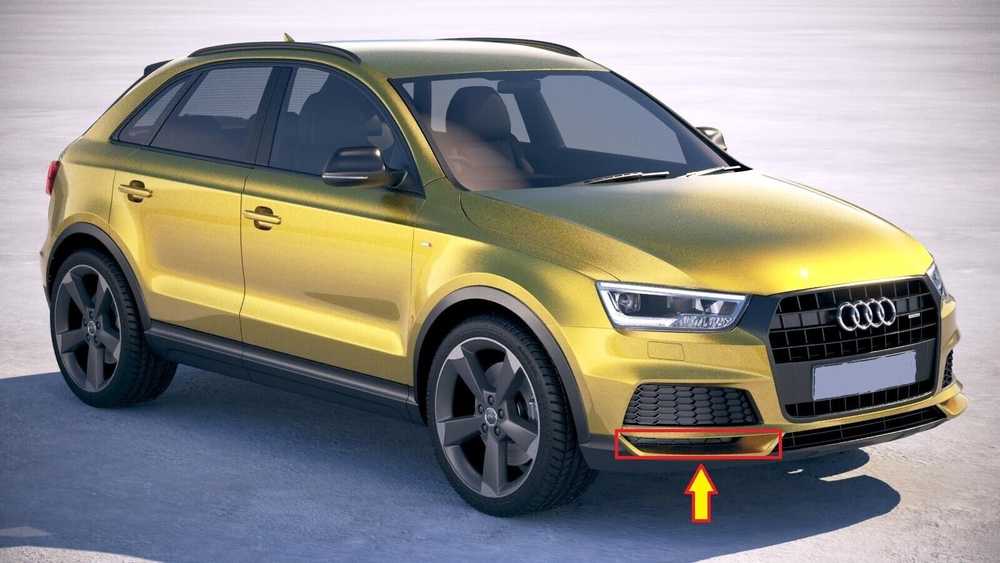 VAG AUDI Q3 2015- S-Line priekinis bamperis apatinis juodas blizgus grotelės O/S dešinysis 8U0807926T94 originalus