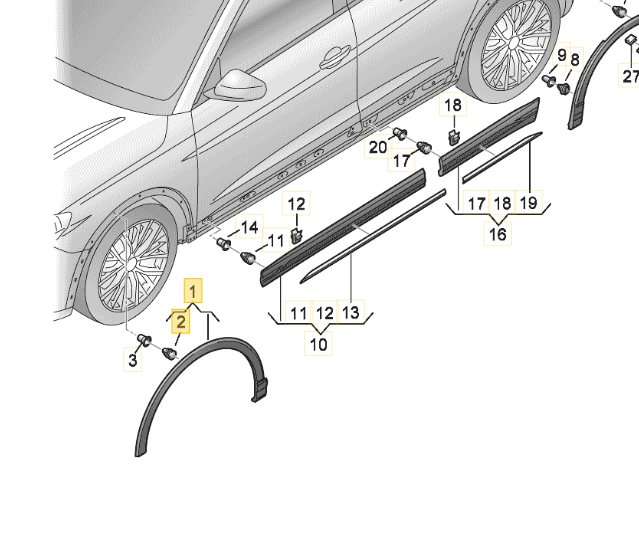 VAG AUDI Q3 F3 priekinio kairiojo rato arkos dangtis originalus 83A853717CGRU