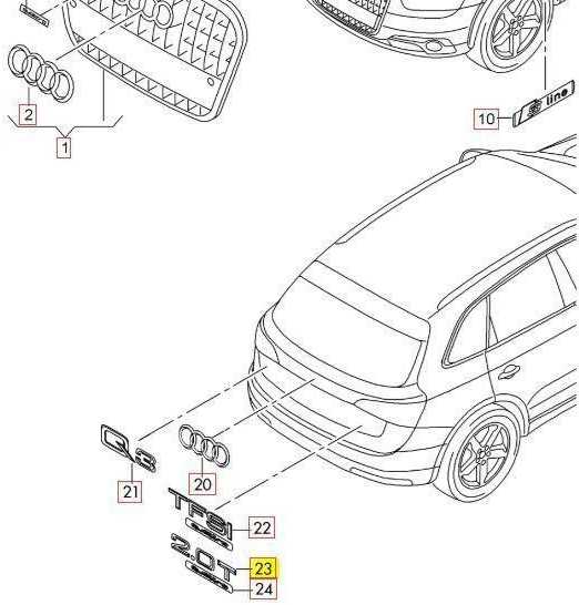 VAG AUDI Q3 Q3 Q5 Q7 Galinė 40 TFSI emblema chromuota originali 8U0853744A
