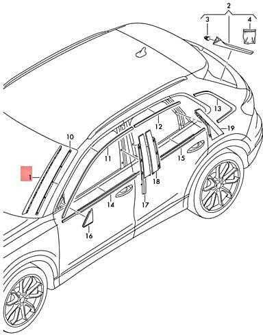 VAG AUDI Q3 RSQ3 F3B F3N Vandens deflektoriaus juosta satino juodos spalvos originali 83A854327C9B9