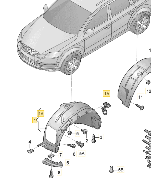 VAG AUDI Q5 8R priekinio dešiniojo sparno vidinis pamušalas originalus 8R0821172M