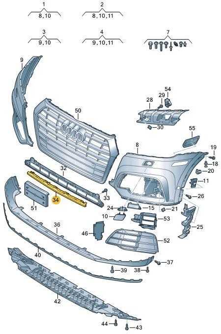 VAG AUDI Q5 priekinio bamperio centrinis jungiamasis elementas gruntuotas originalus 80A807661AGRU