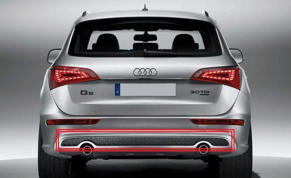 VAG AUDI Q5 S-LINE bamperio difuzoriaus įdėklas, apdaila, dvigubas vamzdis, originalus 8R0807823