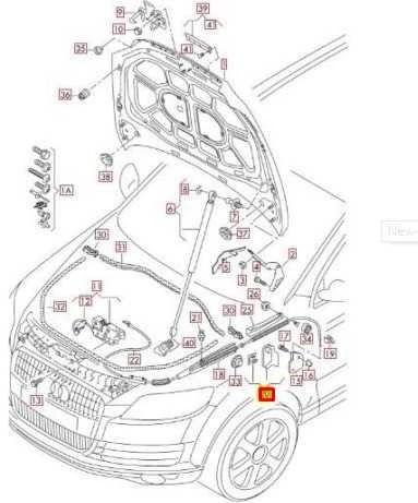 VAG Audi Q7 4L RHD variklio dangčio atleidimo svirtis Agato pilka 4L2823533A1CT Originali