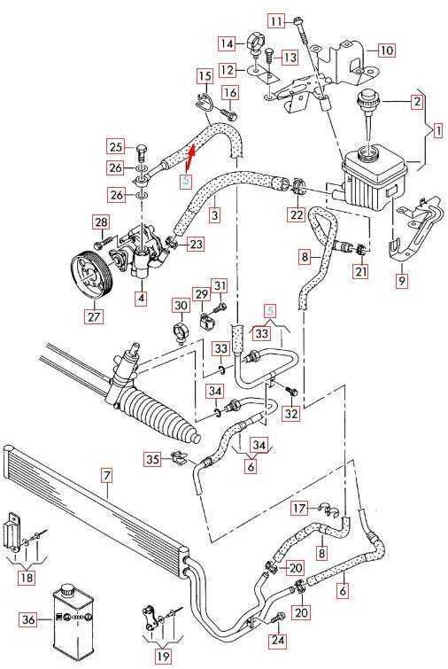 VAG „Audi Q7 4L“ (2007–2015 m.) – plokštelinio siurblio ir vairo mechanizmo jungiamasis išsiplėtimo žarnelis, dešiniavairis, originalus