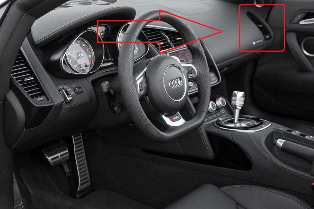 VAG Audi R8 07-12 Priekinis prietaisų skydelis O/S Dešinysis oro ventiliacijos vamzdis LHD originalus 423820902H77