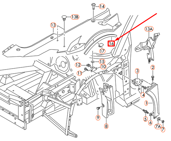 VAG Audi R8 4S priekinio sparno vidinis sandariklis originalus 420821218D