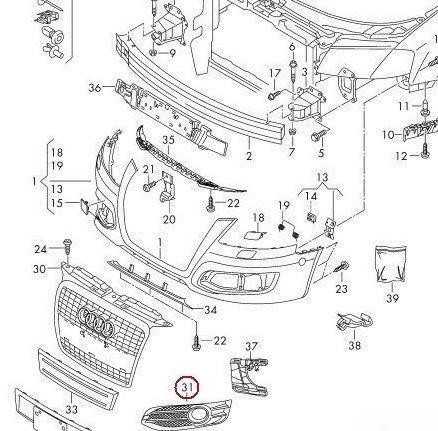 VAG AUDI RS3 11-13 Priekinis bamperis dešinysis O/S apatinės grotelės juodas originalus 8P0807682L