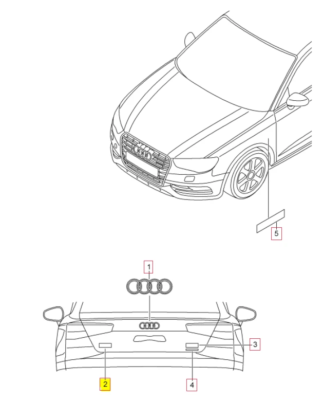 VAG AUDI RS4 (2000-2016) Galinės bagažinės dalies emblema su RS4 ženklu originali 8D98537402ZZ