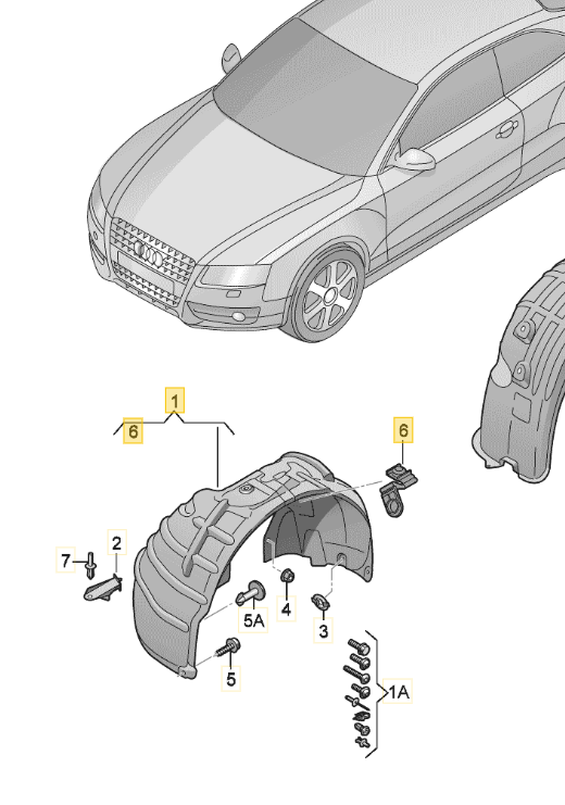 VAG AUDI RS5 8T3 priekinio kairiojo rato korpuso įdėklas originalus 8T0821171N