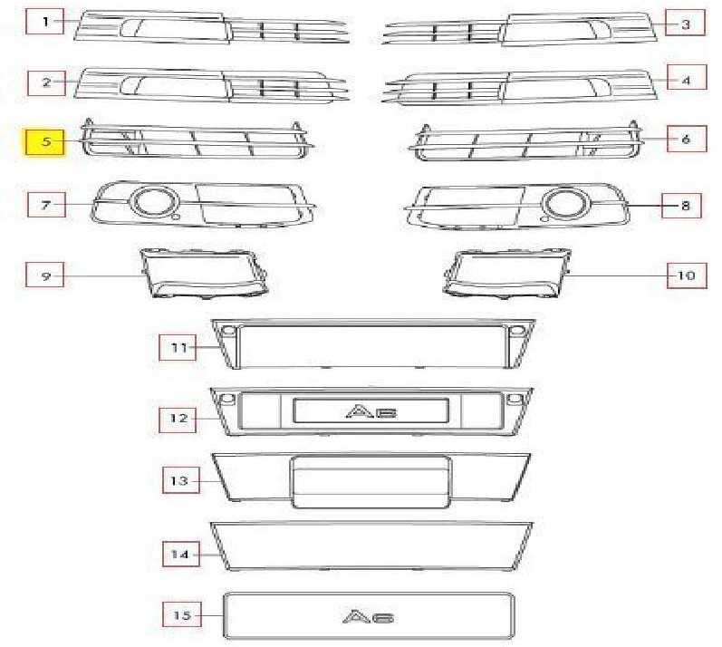 VAG Audi S6 C6 2008-2011 Priekinio bamperio grotelės Išorinės grotelės Dešinysis Faceliftas Originalus 4F0807682F01C