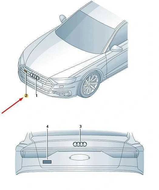 VAG "Audi S8" užrašas Juoda emblema Logotipas Radiatoriaus grotelės originalios 4N0071805