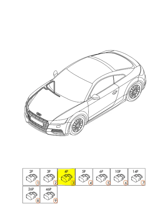 VAG Audi Seat Skoda VW 5 kaiščių rudos spalvos plokščias kontaktų korpusas originalus 4M0973705