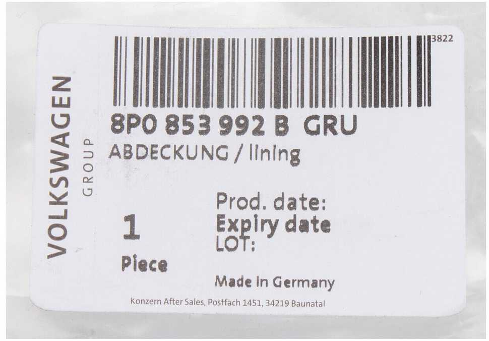 VAG Audi sparno dangtelis priekinis dešinysis originalus 8P0853992BGRU