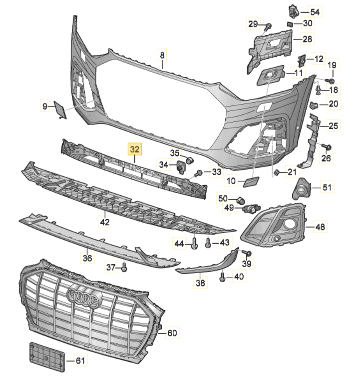Vag Grotelės Audi Sq5 2023 Originalus 80A807647H9B9